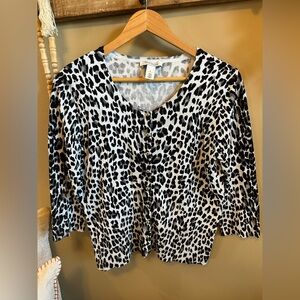 White House Black Market Leopard Print Blouse